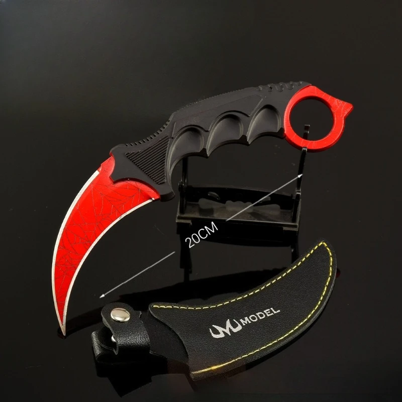 20cm/7.87in GO Game Peripheral Claw knife Unsharpene Weapons Model Crimson Web karamabit Desktop Ornaments Crafts Boy Toys Gifts