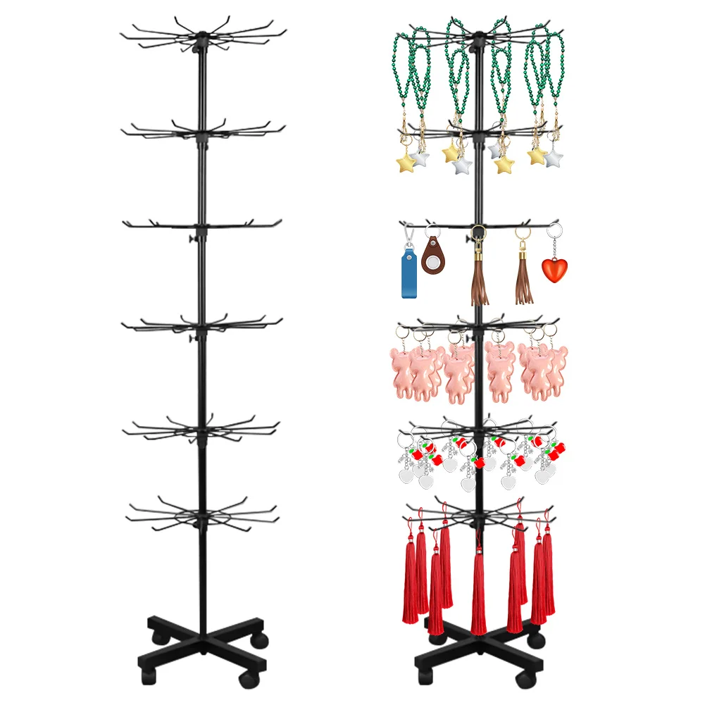 Adjustable 6 Tier Rotating Display Stand for Jewelry