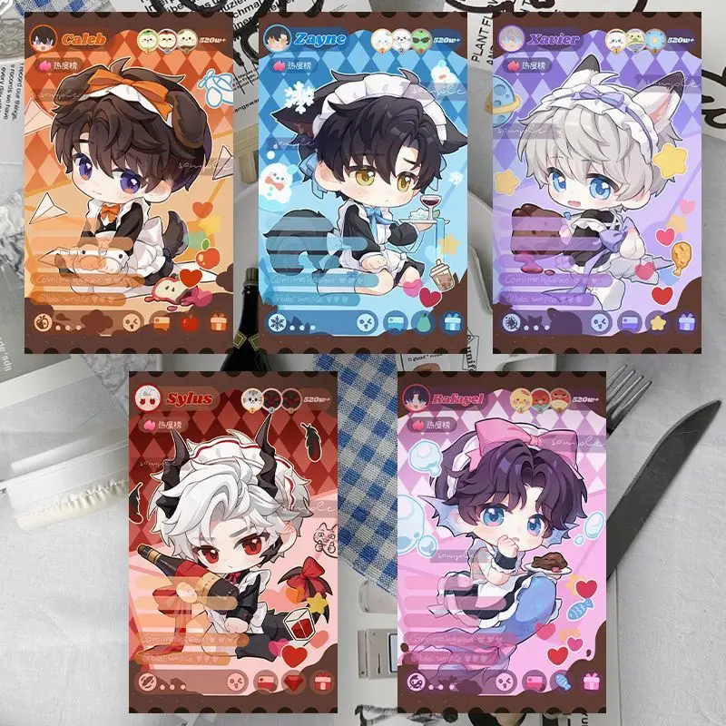 5Pcs/Set Maid Dressup style Love and Deepspace Laser Card Xavier Zayne Rafayel ralayo Sylus Caleb LOMO Card Postcard Gift