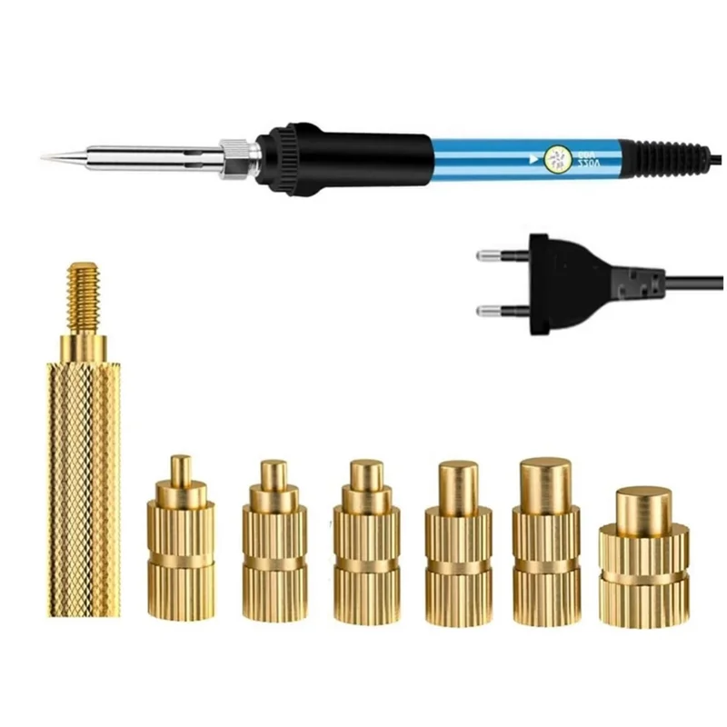 

AB35-7PCS Heat Set Insert 7PCS Soldering Iron Tip Head Brass Embedded Thread Insertion Kit EU PLUG