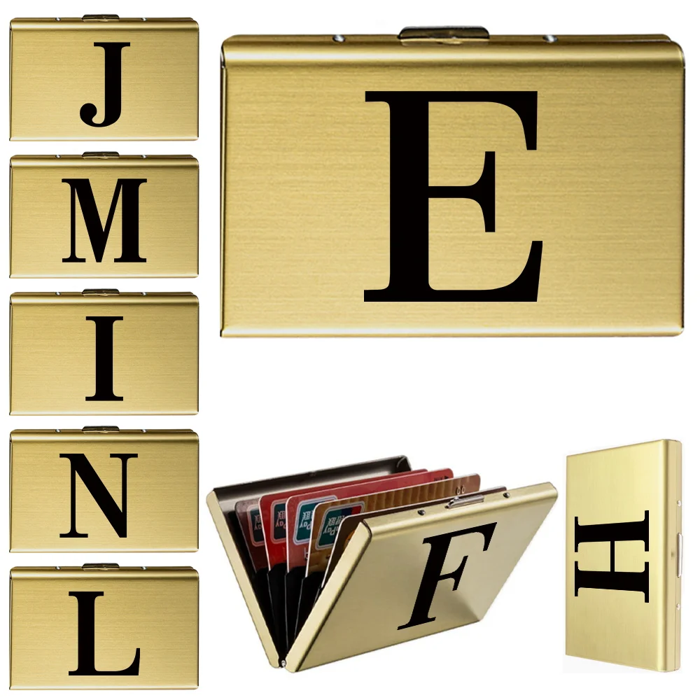 Minimalist Men's Metal Card Case Credit Cards Holder Anti-theft Swipe Bank Credit Card Black Pattern Series Metal Cards Bag