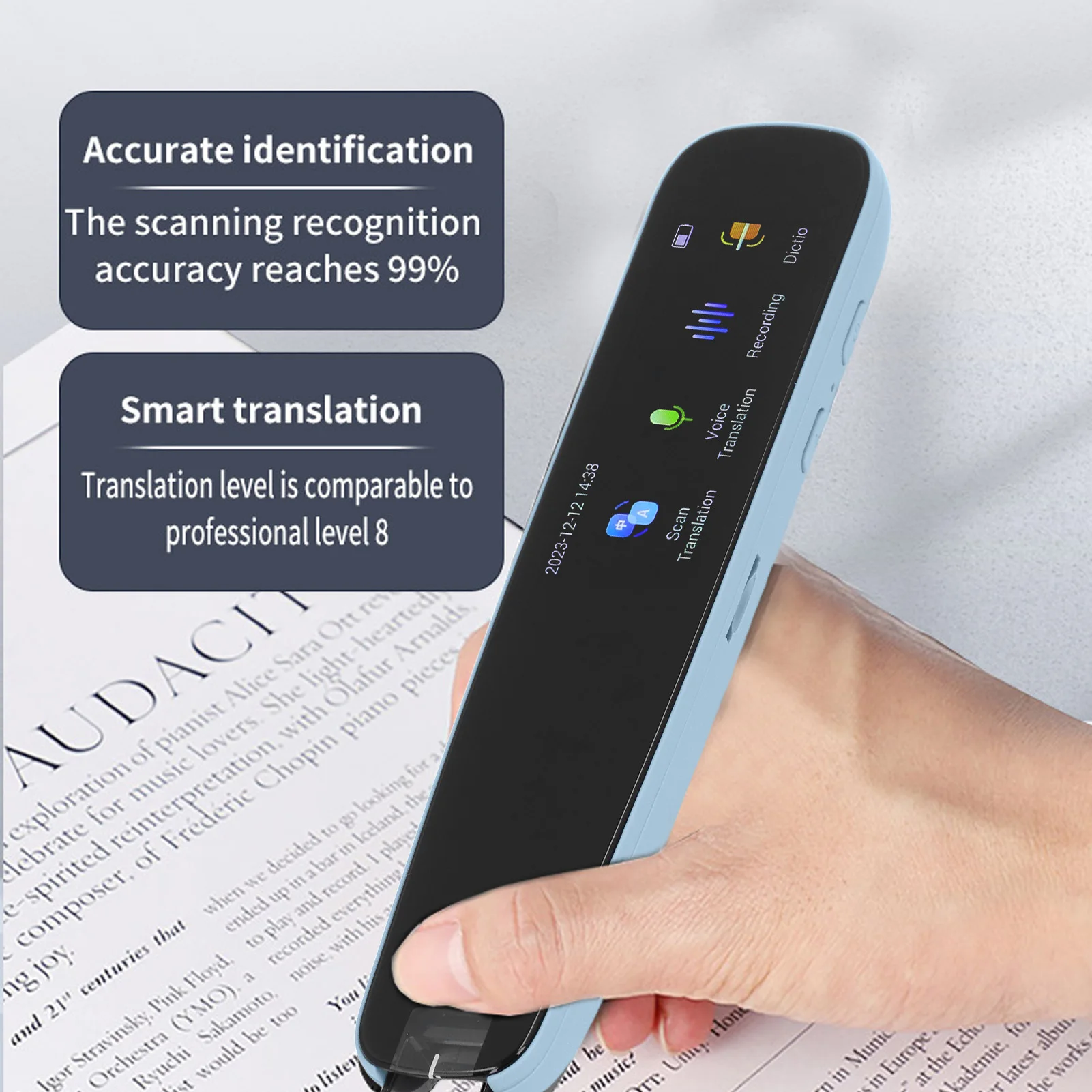 

Translation Scanning Pen Button and Touch Support 12 Languages Type C Charging Translation Pen Scanner for Travelers