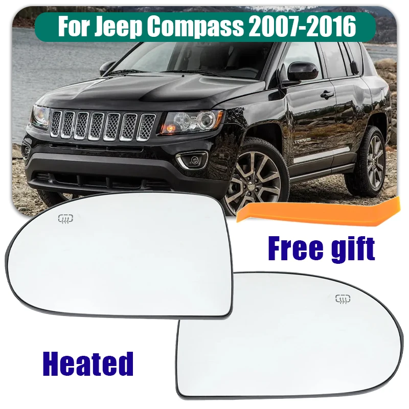 

Стеклянные линзы зеркала заднего вида для Jeep Compass 2007 2008 2009 2010 2011 2012-2016, стеклянные линзы бокового зеркала с подогревом, автомобильные аксессуары