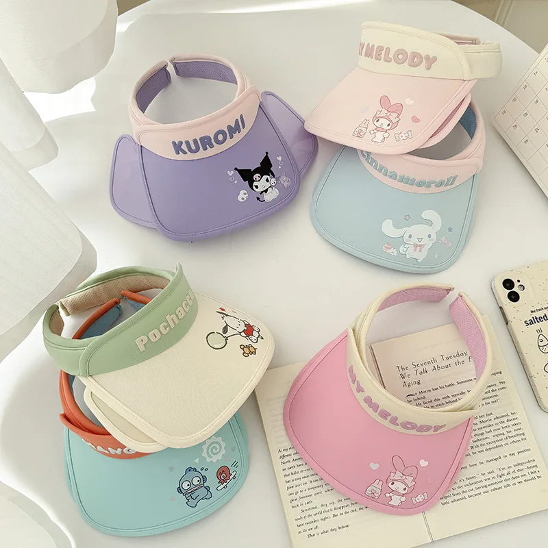 

Summer Hellokitty Sun Hat Sanrio Anime Kuromi Cinnamoroll Pochacco The Brim Can Be Widened Children Uv Protection Hat