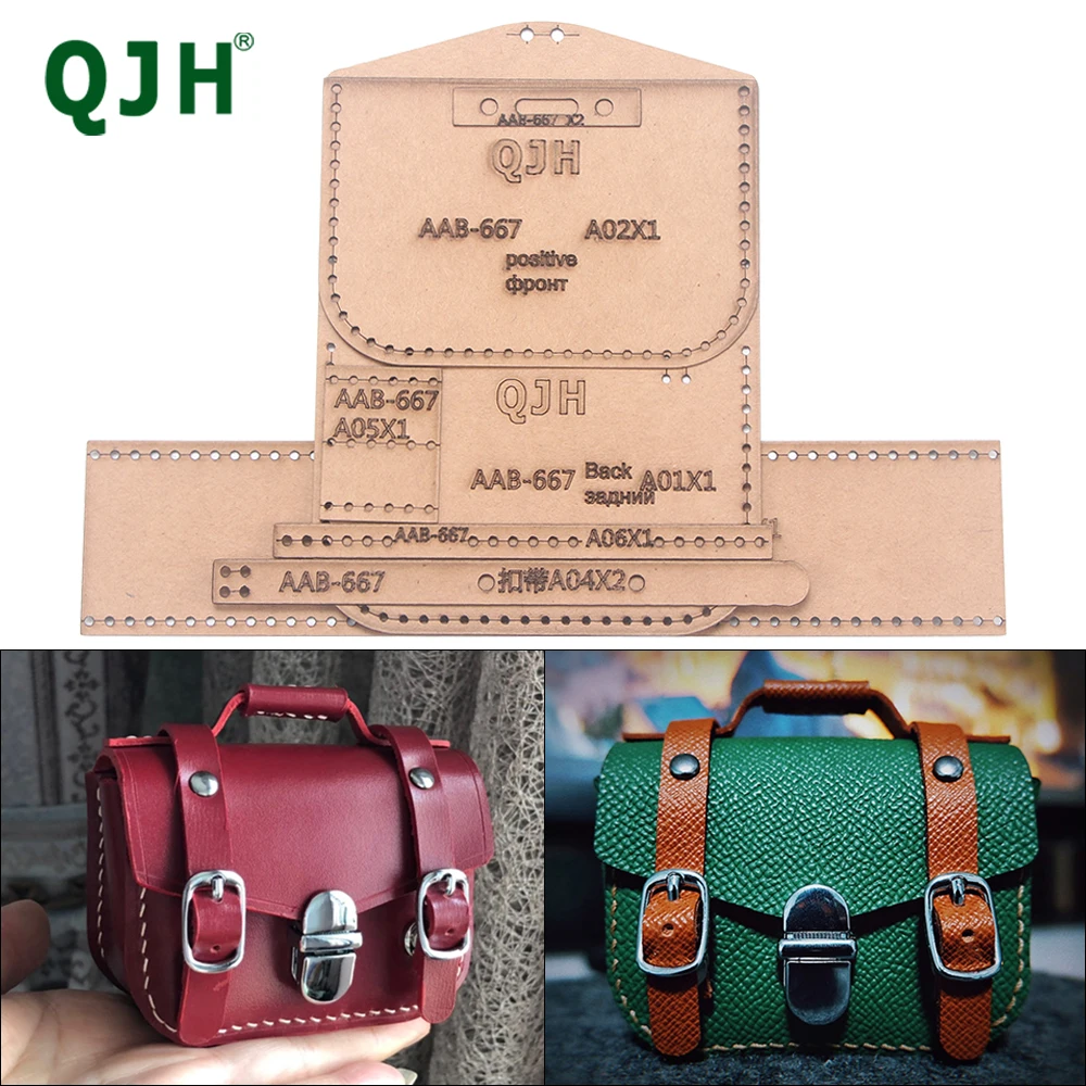 QJH Mini portamonete di moda borsa leggera modello di carta Kraft senza taglio modello di disegno regalo speciale in pelle fatto a mano fai da te