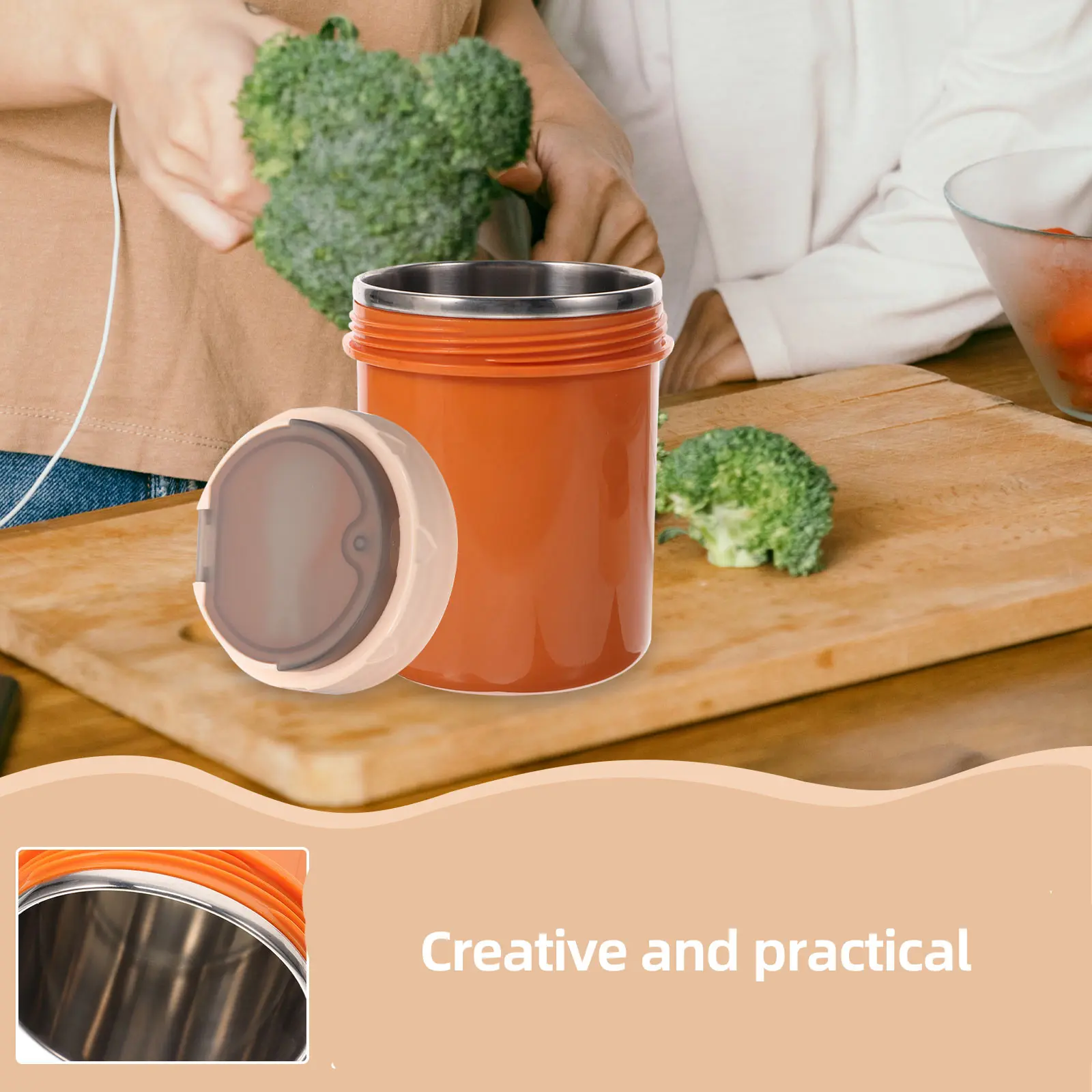 

1pcs Portable Soup Cup Insulated Cereal Container With Hidden Spoon Reusable Thermal Breakfast Mug Leak-Proof For Outdoor Travel