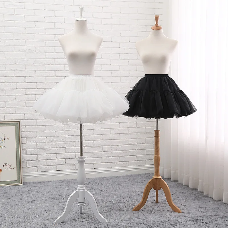 White/Black Organza Short Petticoat Lolita Skirt for Girls Cocktail Party Dress Underwear Cosplay Dress Skirt