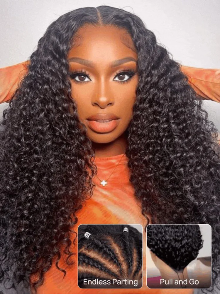 

Глубокий вьющийся полупарик, человеческие волосы, плотность 200, 3 в 1, бесшовные откидные полупарики, парик Wear and Go Drawstring Water Wave для женщин