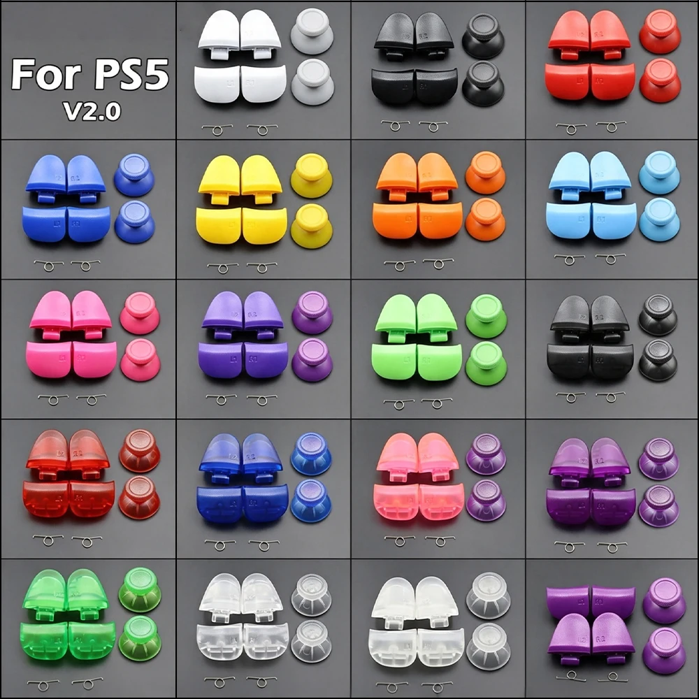Replacement L1 L2 R1 R2 Trigger Buttons + Thumbstick Caps For PS5 DualSense Controller BDM-020 V2.0 Repair Parts Multiple Colors