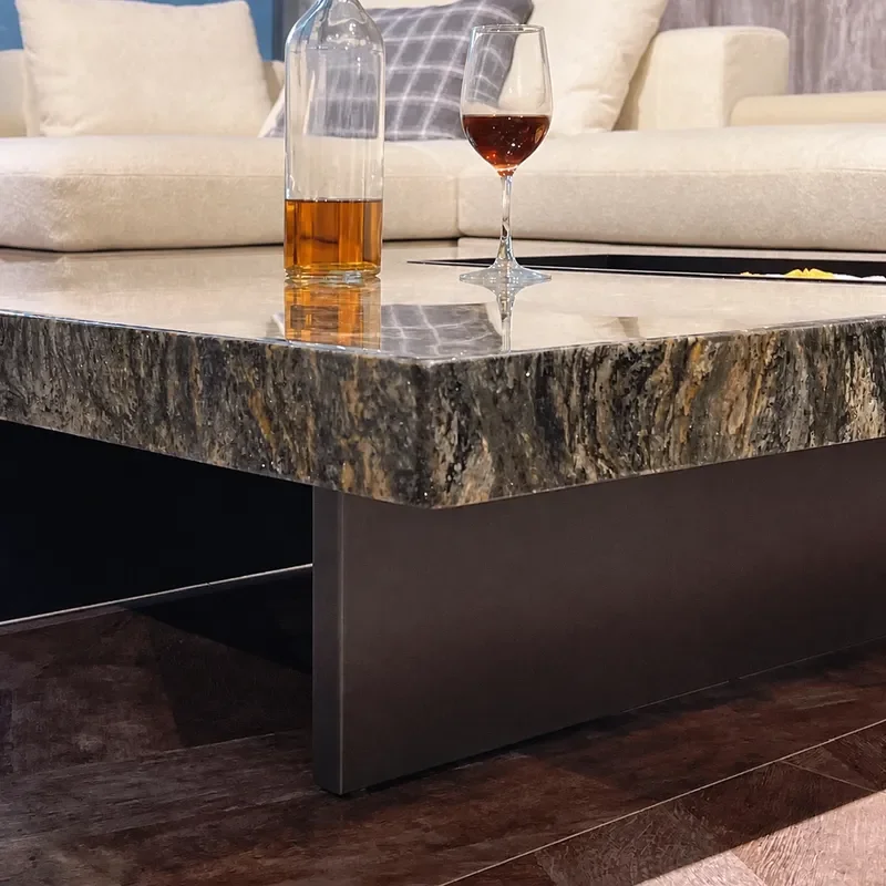 Luxury Marble Coffee Table Rectangular Stone Top Modern Minimalist Living Room Furniture Italian Style Light Luxury Design