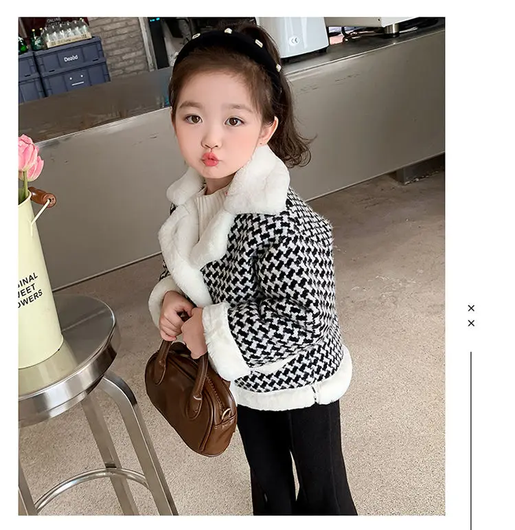 Girls Plush Jacket Autumn and Winter 2024 New Fashion Children Autumn and Winter Girls Thick and Fashionable Top