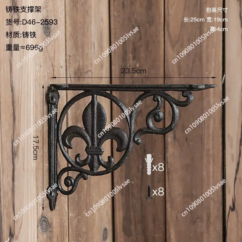 Vintage American Style Cast Iron Bracket Industrial Shelf Support Rustic Wall Mount Sturdy Triangle Stand