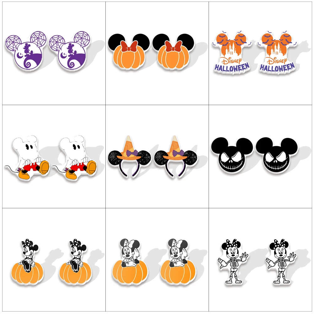 Boucles d'Oreilles Disney Minnie pour Femme et Fille, Bijoux au Design Amusant, Accessoires pour Halloween, Cadeau de ixpour Enfant