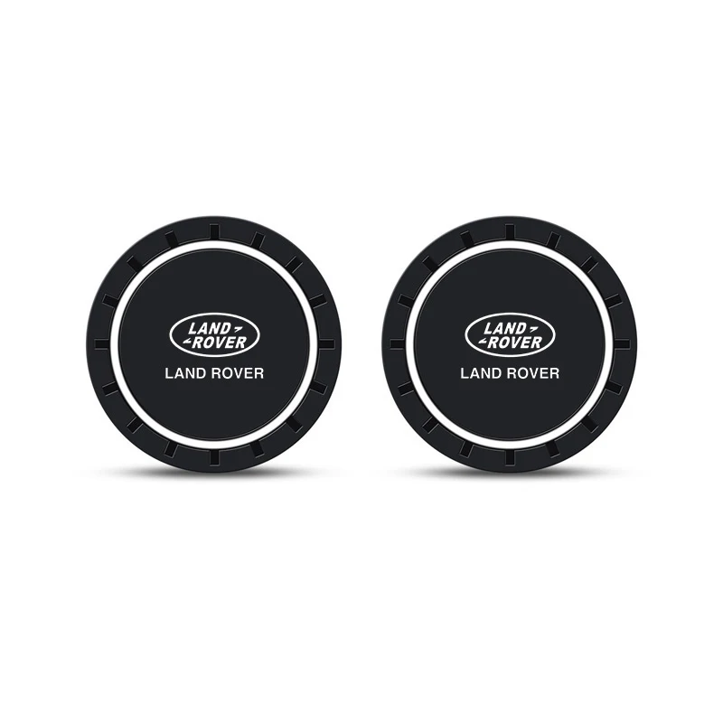 2PC PVC Silicone Car Coaster Water Cup Slot Non-Slip Pad Drink Mat For Land Rover Defender Range Rover Sport Freelander 2 Evoque