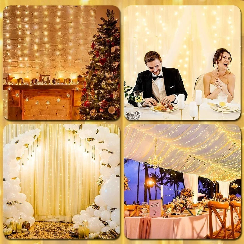 3M LED String Lights Curtain Christmas Decoration Remote Control USB Wedding Garland Lamp Holiday For Bedroom Bulb Outdoor Fairy