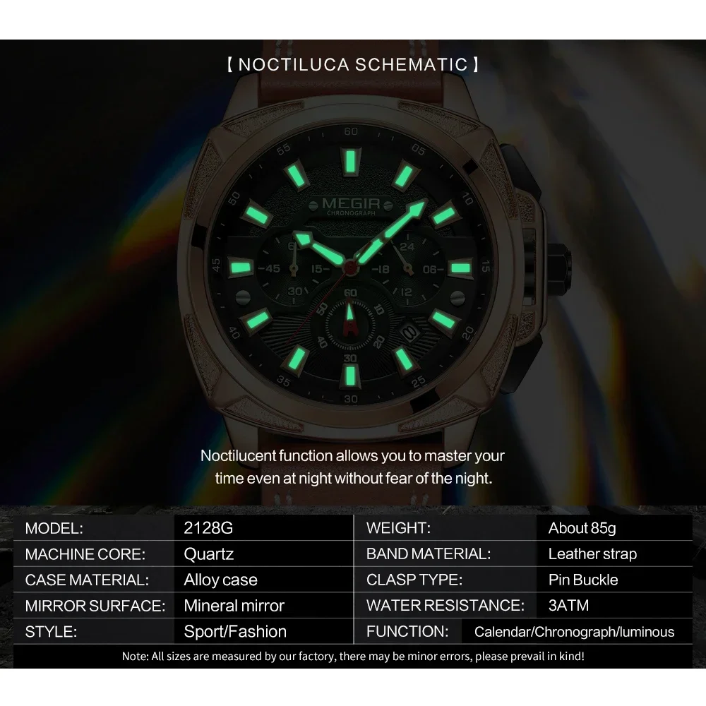 Relojes para hombre MEGIR, cronógrafo deportivo a la moda, marca superior de lujo, reloj resistente al agua para hombre, relojes de pulsera analógicos de cuarzo, reloj Masculino