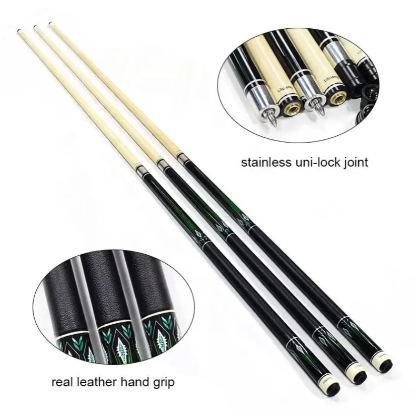 Hot Sell Canadian Maple Wood Shaft Leather Grip 1/2 Billiard Pool Cue Kit With Cue Case, Extension, Glove, Cue Towel