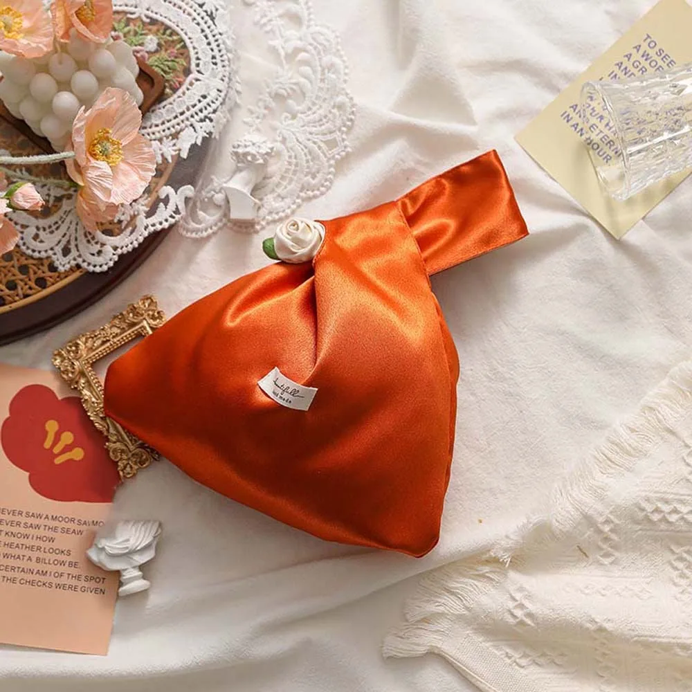 Elegant Rose Wrist Bag Chinese Style Satin Gift Candies Bag Storage Purse Temperament Butterfly Orchid Knot Handbag Bridesmaids