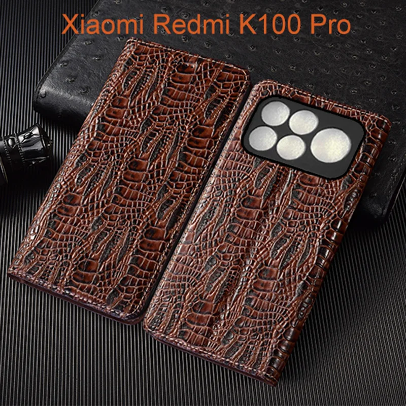 Dragon Claw Genuine Leather Flip Case For Xiaomi Redmi K100 Pro Max Phone Cover Card Cases Scratch Proof