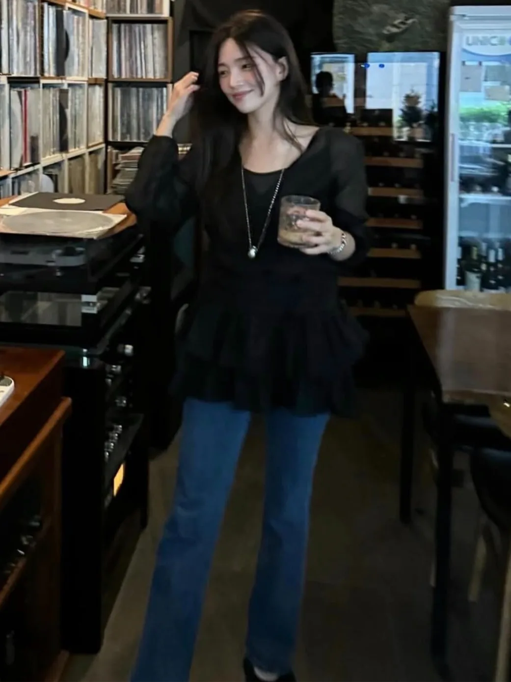 Conjunto de Vestido y Suéter de Manga Larga para Mujer, Estilo Dulce, Diseño Otoñal Chic, Escote en V con Tirantes, Estilo Pa...