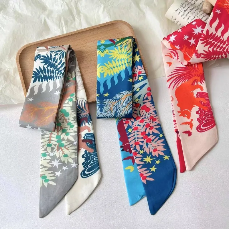 

Bohemian Style Long Strip Scarf Retro Literary Hair Tie Bag Binding Ribbon Elegant Small Neck Scarf Fashion Women Accessories