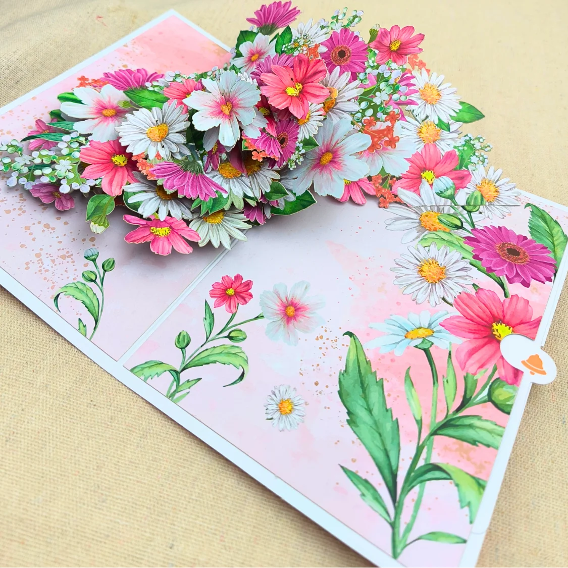 1pc Tulip Daisy Butterfly Pop-Up Card, Mother`s Day Valentine`s Day, Happy Birthday Greeting Card with Note