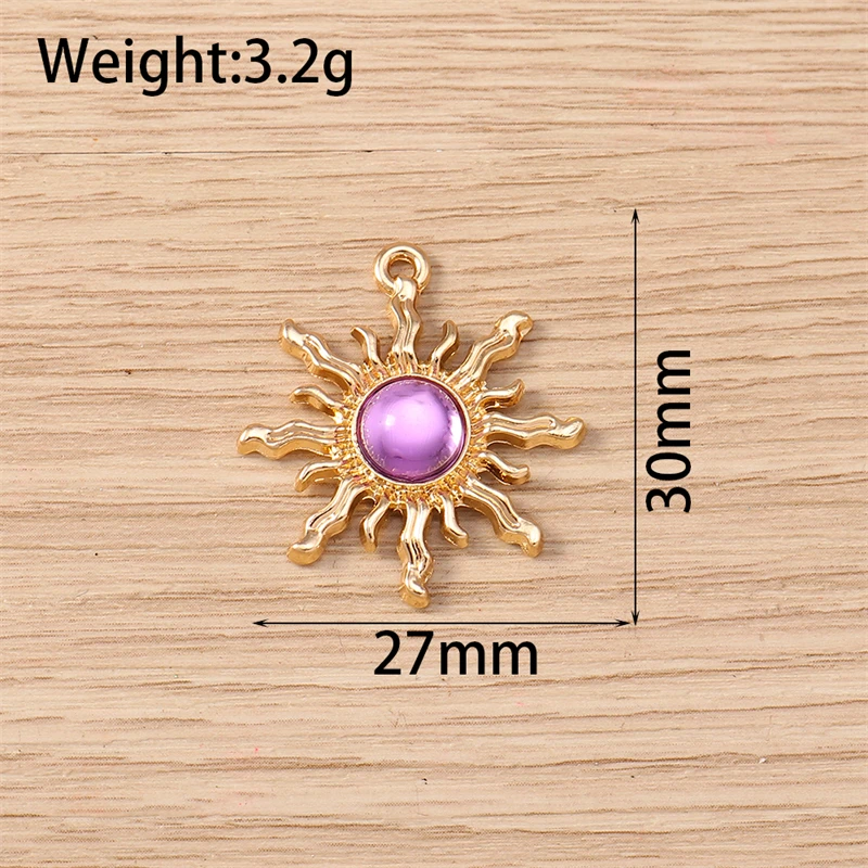10 Stück Niedliche Kristall-Metall-Anhänger in Form von Herzen, Sonnen und Vögeln für Ohrringe, Halsketten, DIY-Handwerk und Schmuckherstellung – Detail 5