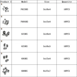 10Pcs F623 RS Bearing  For VORON 0 3x10x4 ABEC-7 Voron 3D Flanged Bearing F623-RS Ball Bearings F623RS 3D Print Bearings