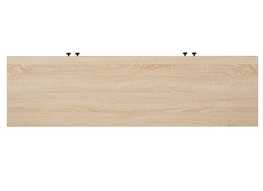 !@Mid-Century Minimalist Wooden TV Stand with Adjustable Storage Tapered Legs Round Knobs Natural Finish for Home Living Room