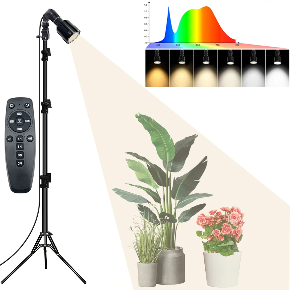 

Grow Light for Indoor Plant Full Spectrum LED Plant Light with Adjustable Tripod Stand Dimmable Growing Lamp with Remote & Timer