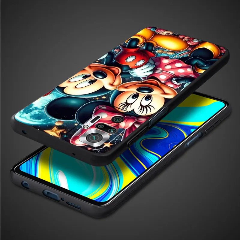 Case For Xiaomi Redmi Note 13 11 12 10 Pro 12C 9S 10C 8 9A 9C 12S 7 8T A1 Plus Silicone Black Phone Cover Love Mickey Minnie