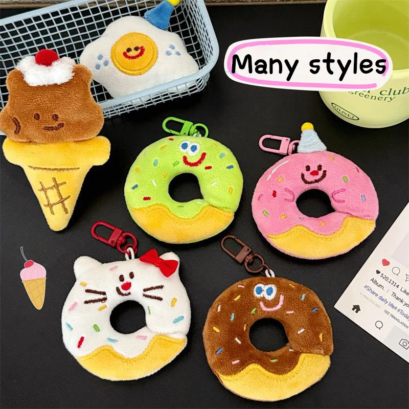 

[JT]1Pc Creative Cute Donut Animal Plush Keychain Soft Stuffed Pendant for Backpack Bag Charms Car Keyrings Kids Gifts