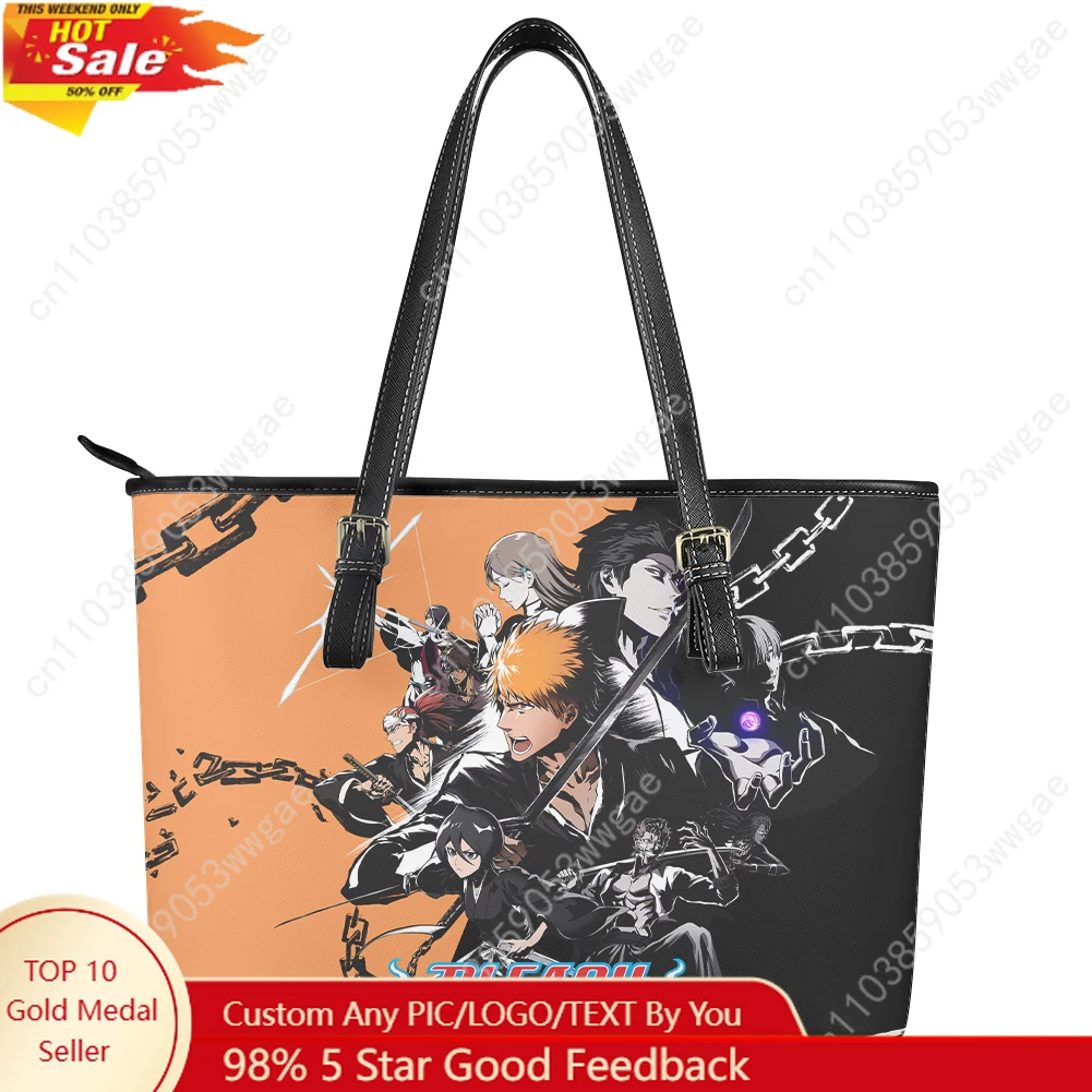 

Bleach Handbag Womens Mens Vintage Personalized Tote Bags Shoulder Bag Business Leather Purse Travel Anime Customized Bag Gift