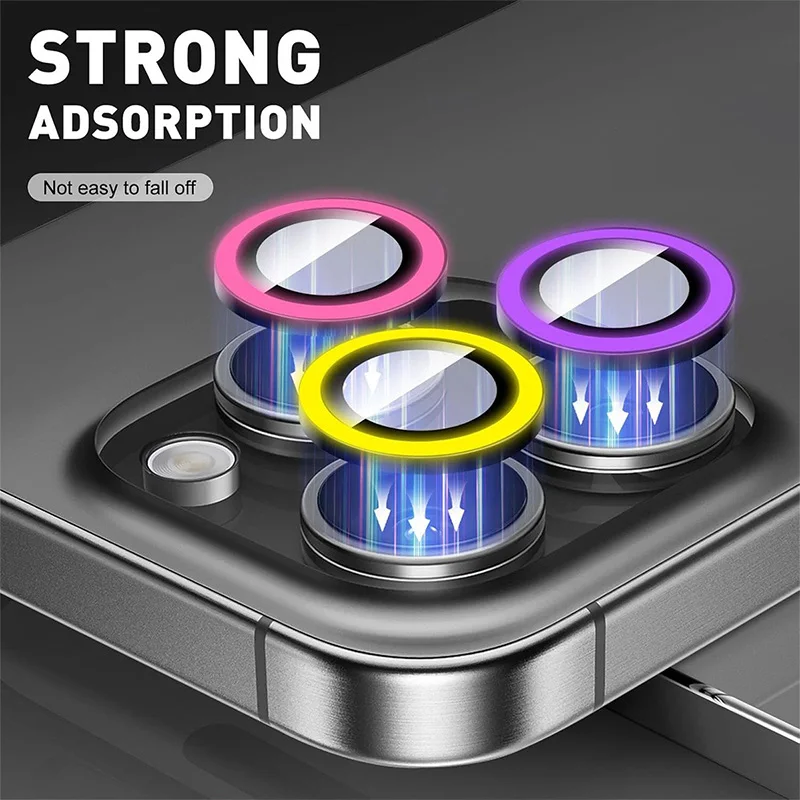 For IPhone 18 17 16 15 14 Pro Max Plus 13 12 11 Duo Luminous Camera Protector Ceramic Ring Tempered Glass Back Lens Cap Cover - view 3