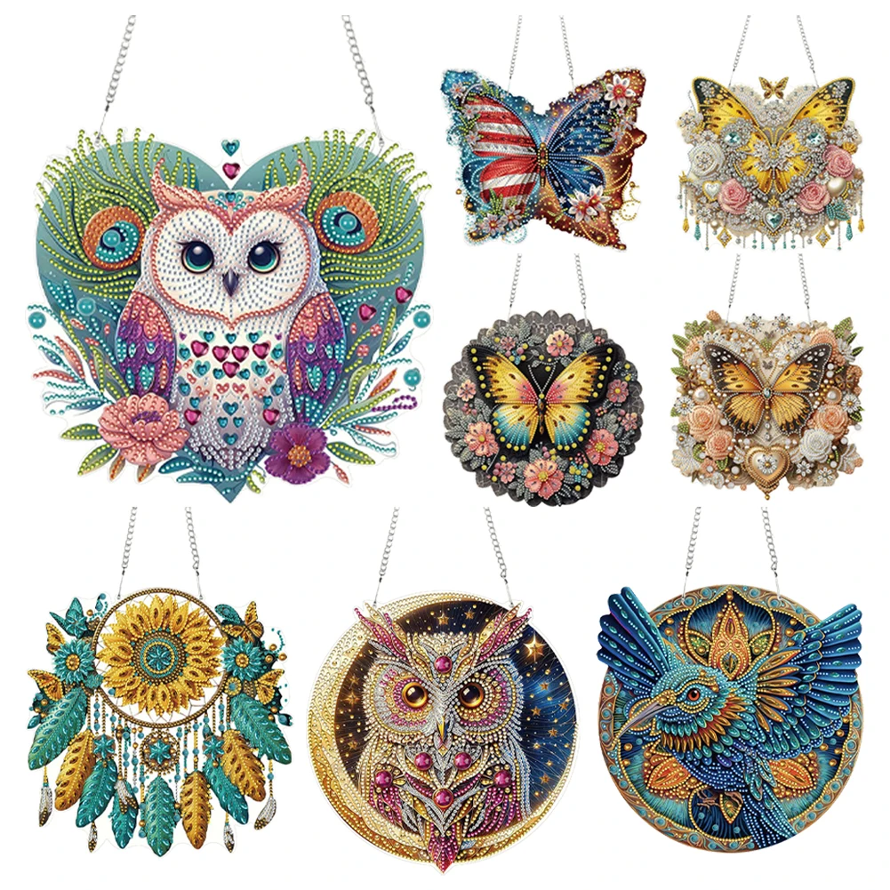 

Acrylic Diamond Art Hanging Pendant Animal Diamond Painting Home Decor 5D DIY Diamond Painting Dots Pendant for Home Wall Decor