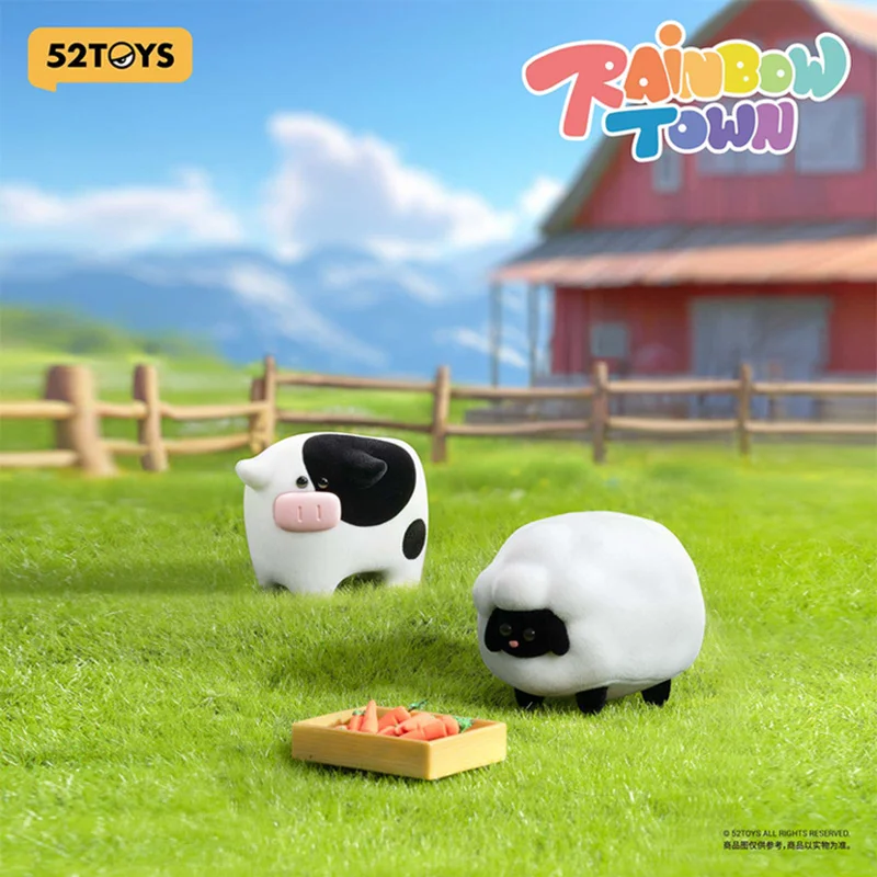 52 juguetes Rainbow Town caja ciega lindos animales blancos y negros serie Panda vaca muñeca de juguete de moda adornos divertidos de escritorio regalos para amigos