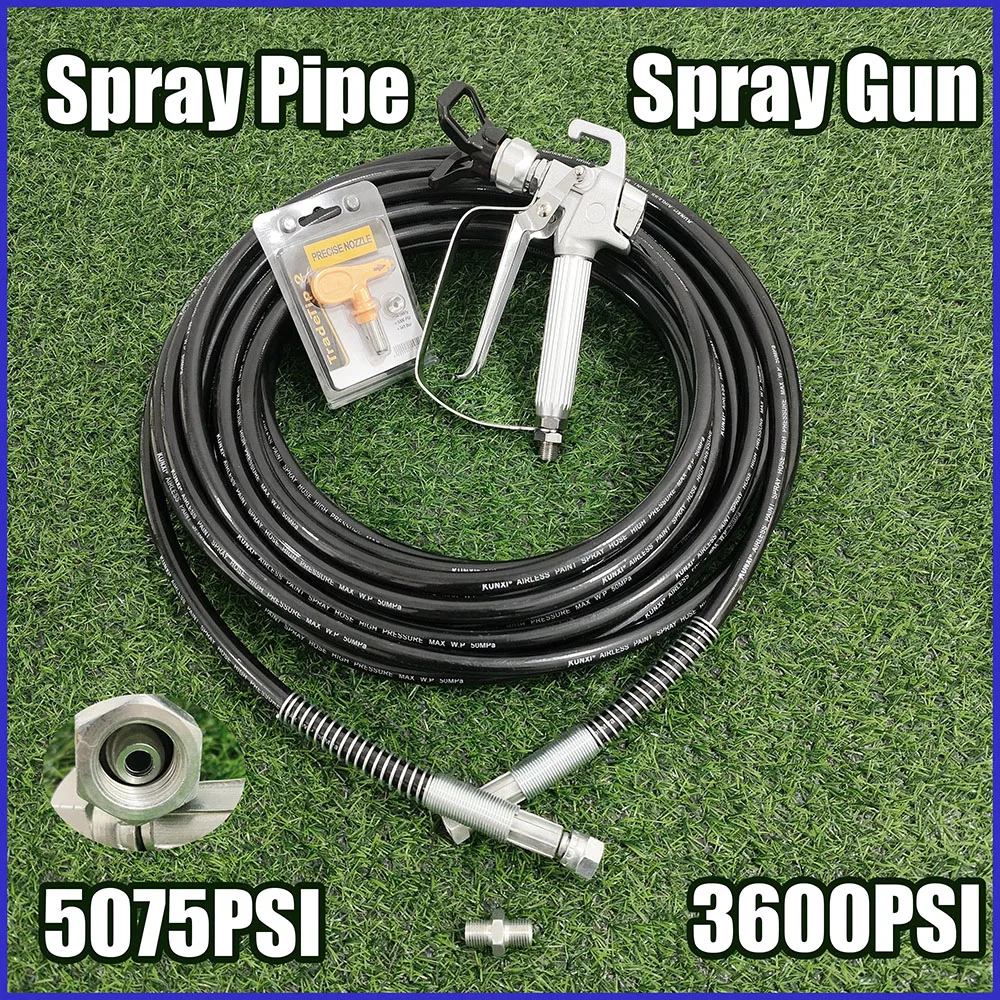 

1/4 Airless Spray Paint Hose, Premium Spray Gun 3600PSI, Flexible Double-layer Thick Fiber Tube BSP 7250PSI