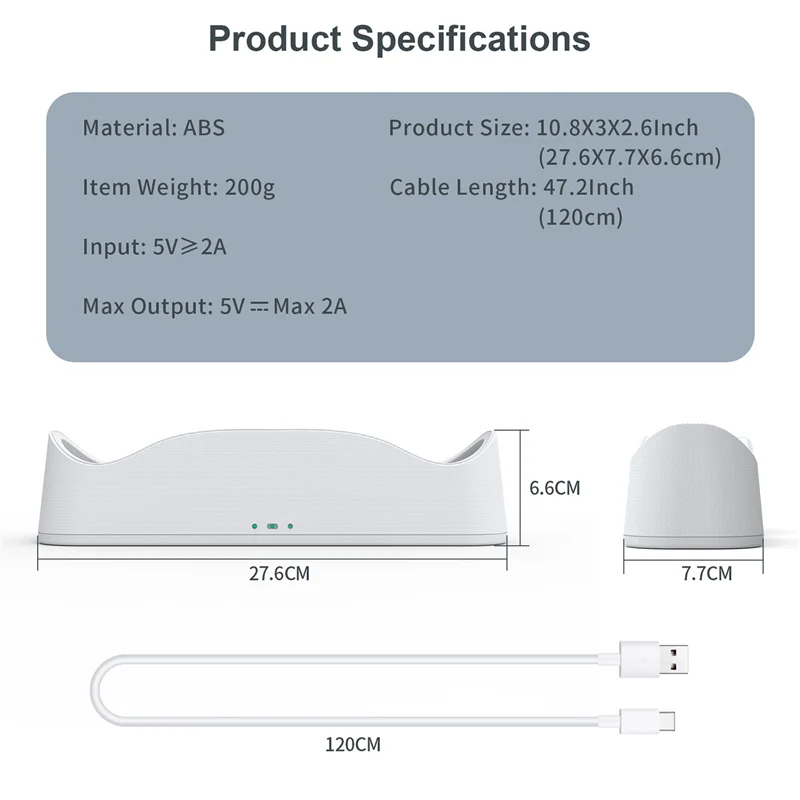 Dock di ricarica per controller auricolare, stazione di ricarica per caricabatterie per controller 2 touch