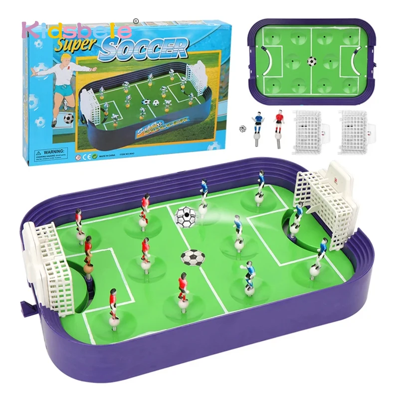 Mini Tabletop Table Soccer Shooting Defending Board Game Double Play Spring Football Field