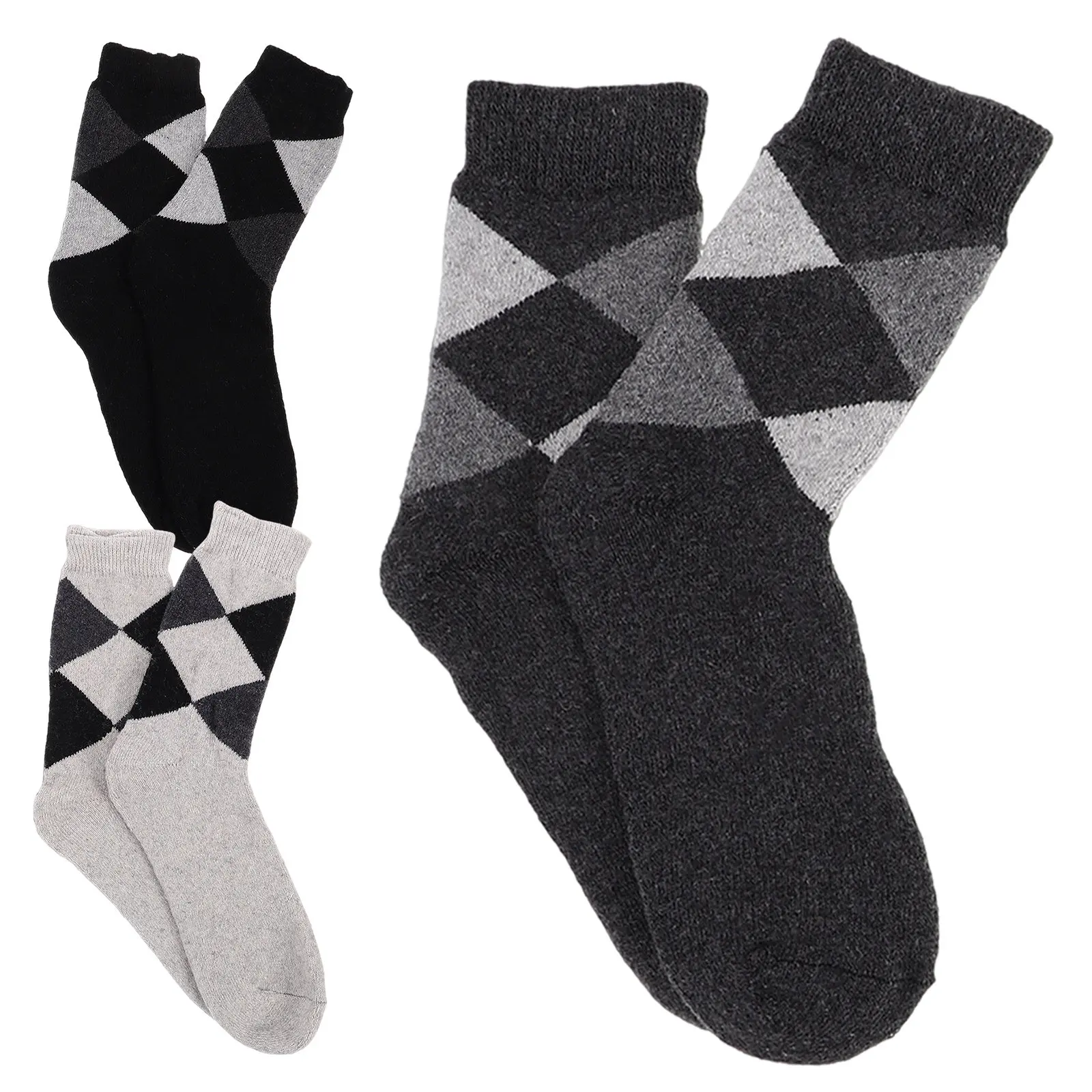 

3Pairs Men's Thick Wool Blend Winter Socks Warm Non-Itch Odor Control Moisture Wicking High Ankle Cotton Sports Socks for Daily