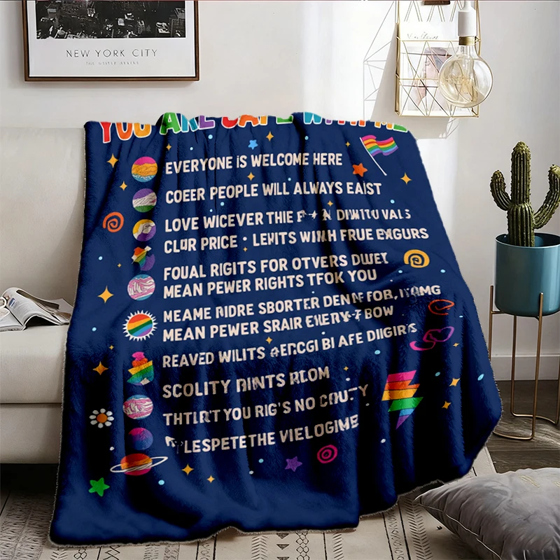 You Are Safe With Me Flannel Blanket, Preppy Summer LGBTQ Ally Flannel Throw, Pride Month Support