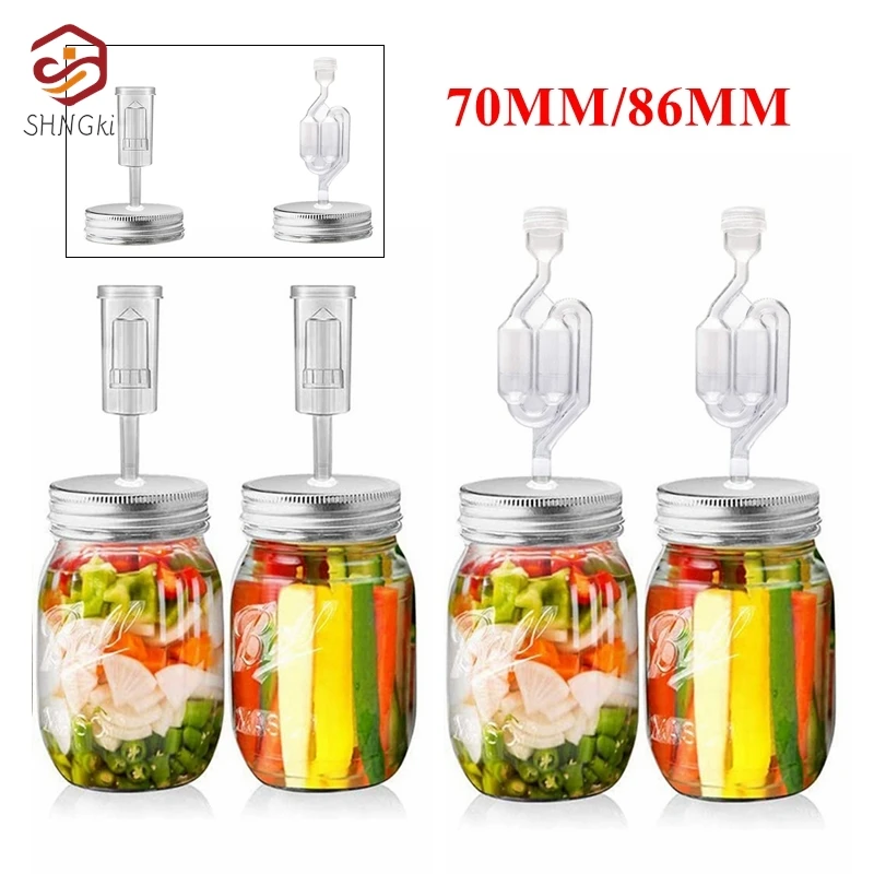 86mm/70mm Wide Mouth Jar Fermentation Lid And Airlock For Preserving Brewing Making Wine Fermenting Household Kitchen Supplies