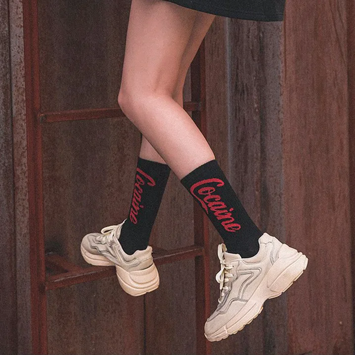 Long Men Street Europe and America Hip Hop Letter Socks Cola Socks Female Ins Skateboard Socks Unisex Harajuku Calcetines