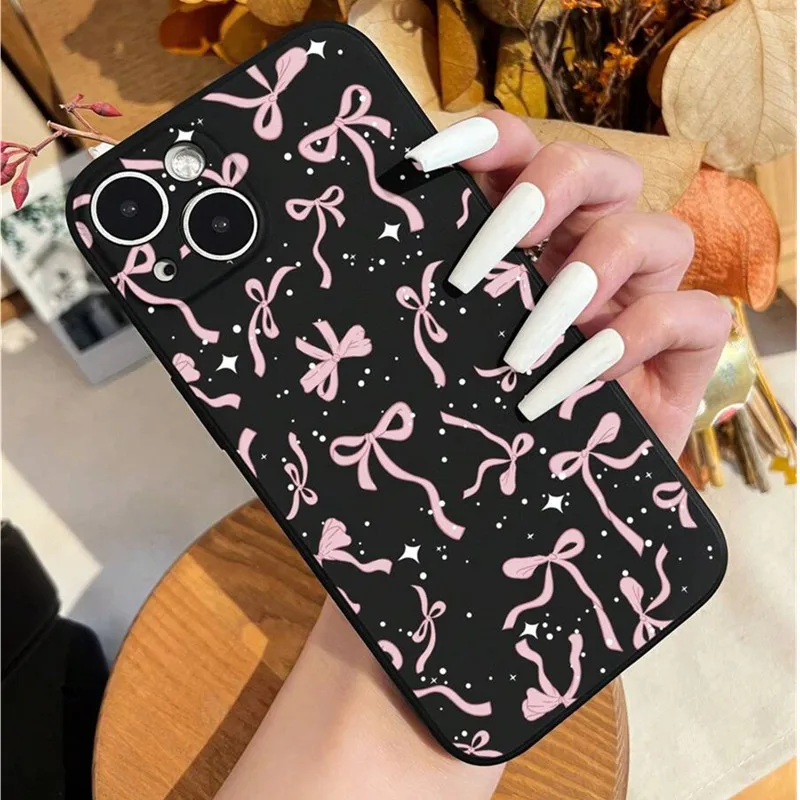 For Redmi Note 13 Cases Ballet Style Pink Bowknot & Ribbon Phone Case For Xiaomi Redmi Note 12 Pro Plus 12S 11S 11 10S 13C Cover