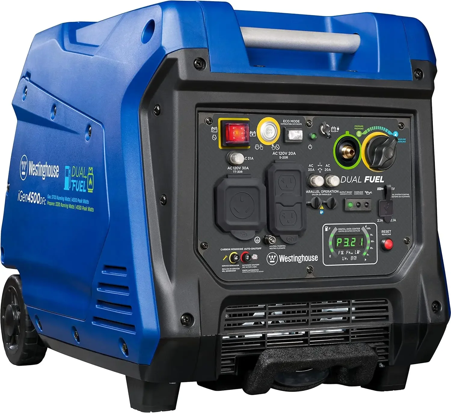 

Outdoor Power Equipment 4500 Peak Watt Super Quiet Dual Fuel Portable Inverter Generator Remote Electric Start Gas & Propane