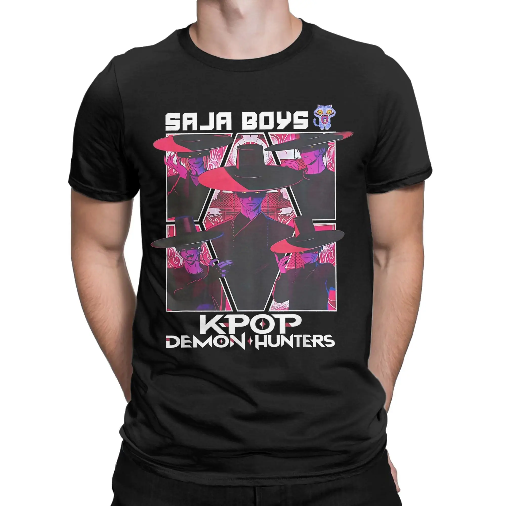 

Мужские футболки Saja Boys Team KPop Demon Hunters Крутая футболка из 100% хлопка Футболки с короткими рукавами Топы с круглым вырезом Подарок