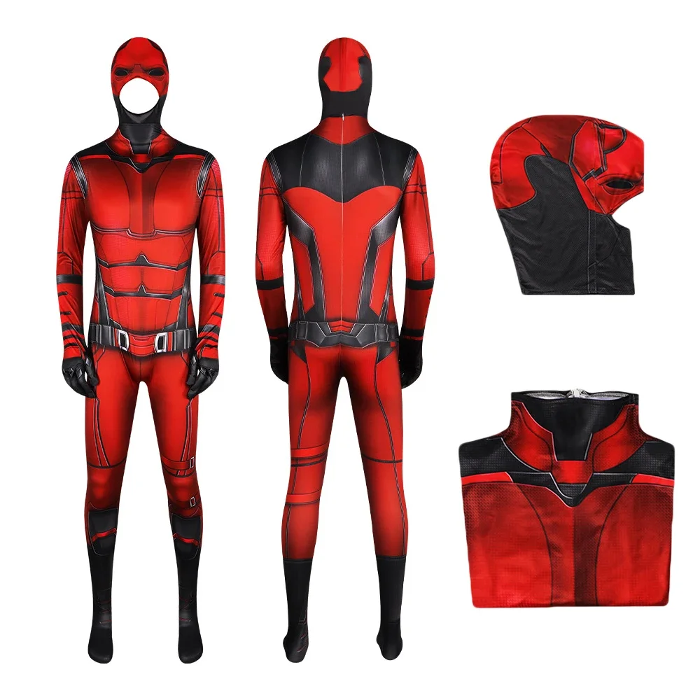 

New 2025 Movie Matt Murdock Cosplay Bodysuit Costume Superhero Combat Uniform Adult Red Jumpsuit Outfits Halloween Clothes