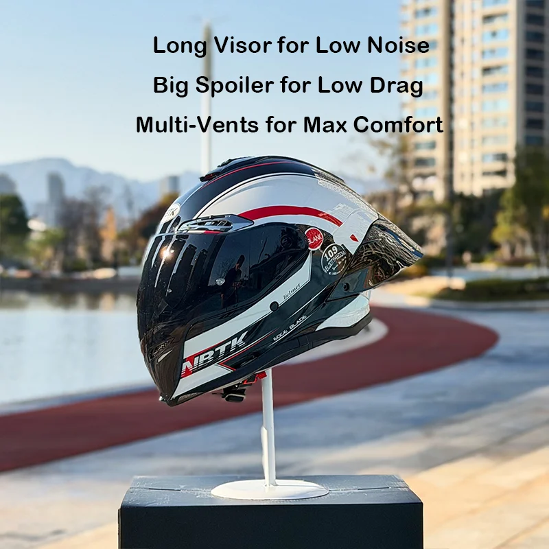 

Мотошлем NBTK Blade Full Face с длинным визором и спойлером, низким аэродинамическим сопротивлением и множеством вентиляционных отверстий, сертифицированный DOT ECE