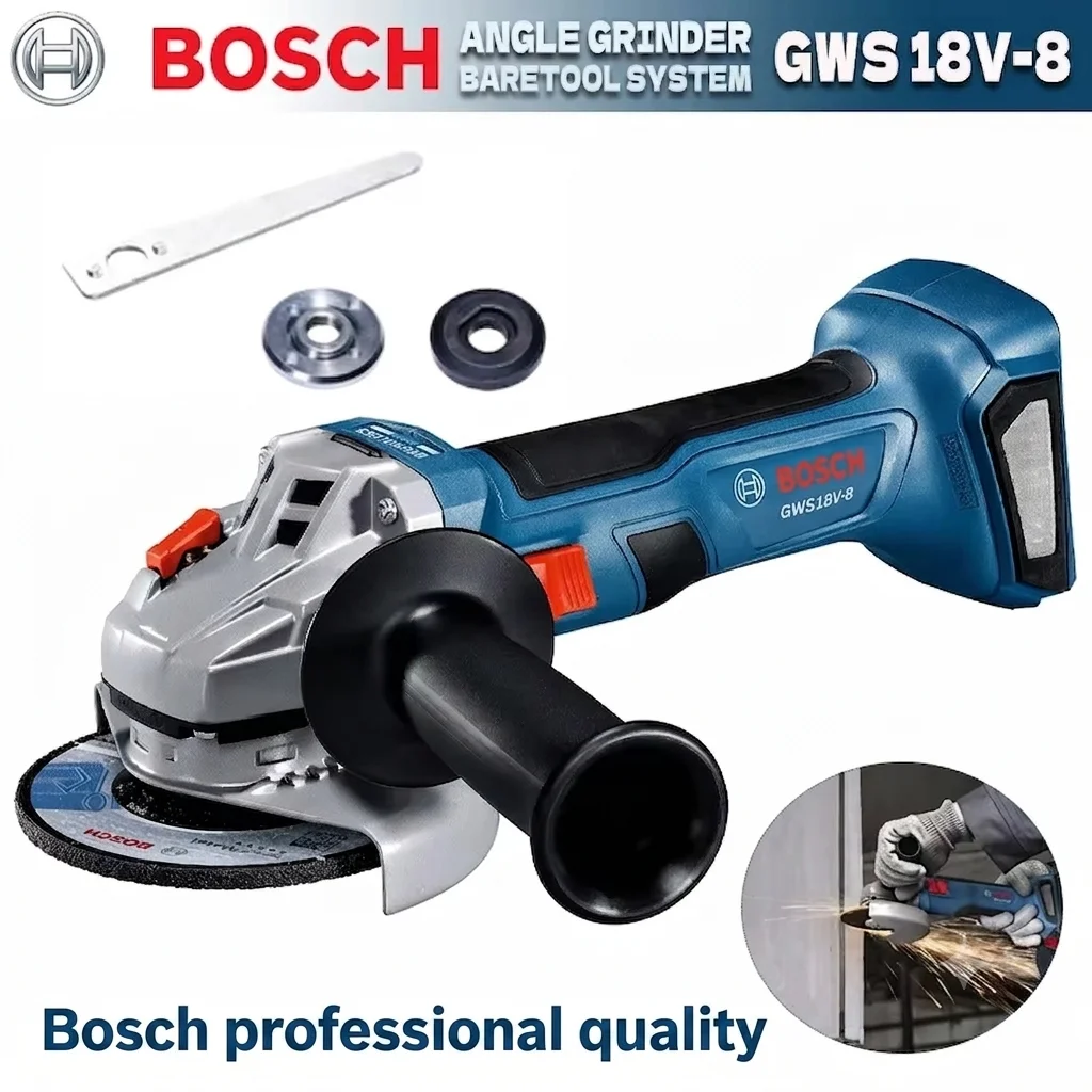 Bosch GWS 18V-8 18V Cordless Li-ion Brushless Angle Grinder Sander Cutter Polisher - Power Tool for Grinding Cutting And Polishi