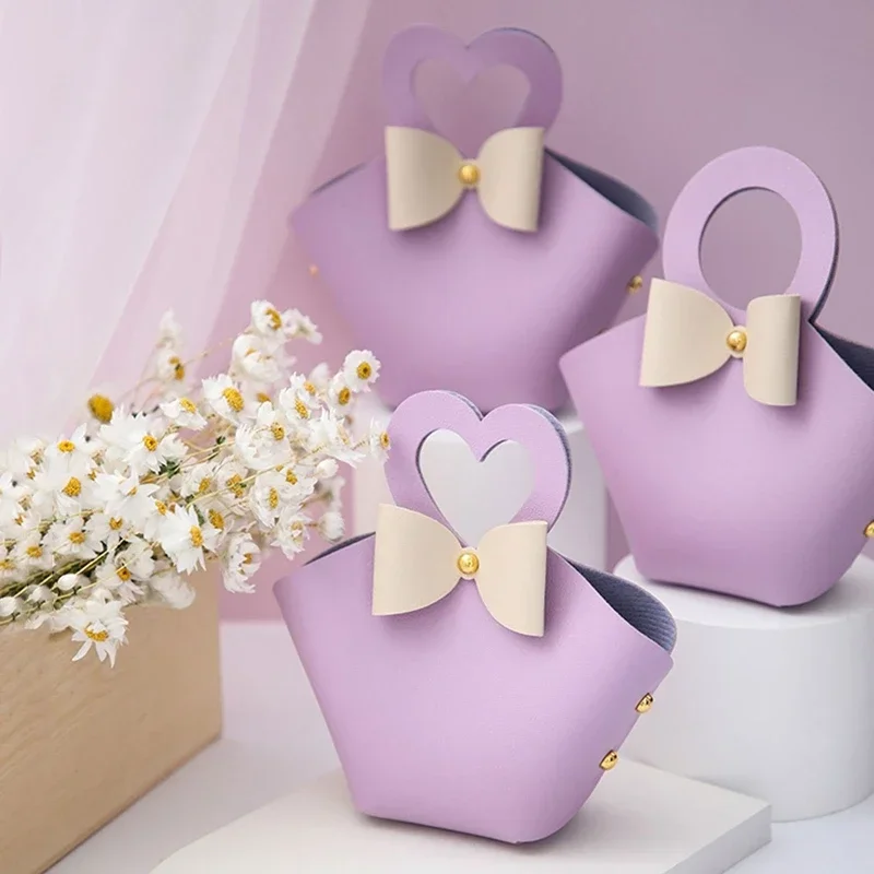 20PCS Leder Geschenk Taschen Bogen Band Verpackung Tasche Hochzeit Gunsten Verteiler Taschen Weihnachten Süßigkeiten Verpackung Box Mini Handtasche – Detail 19